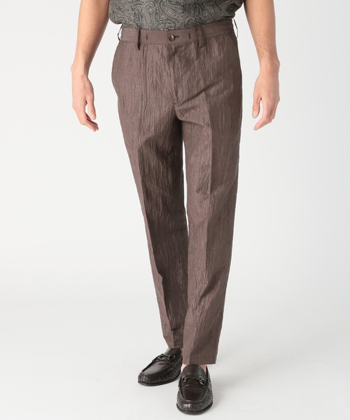 ヒューゴボス リネン×コットン　スラックス　パンツ　ブラウングレー　52 Perfect Suit FActory スラックス リネン混 ウールスラックス