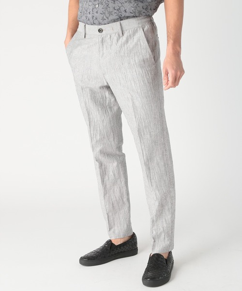 ヒューゴボス リネン×コットン　スラックス　パンツ　ブラウングレー　52 Perfect Suit FActory スラックス リネン混 ウールスラックス