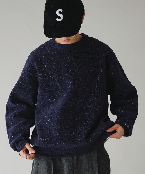 Adoon plain(アドーンプレーン)の「MALL PULLOVER KNIT/モールプルオーバーニット(ニット/セーター・メンズ・ネイビー/ボルドー・MEDIUM/LARGE)」の1枚目の写真