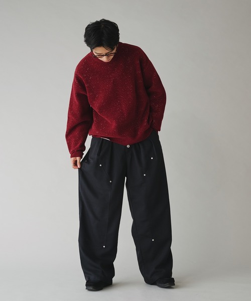 Adoon plain(アドーンプレーン)の「MALL PULLOVER KNIT/モールプルオーバーニット(ニット/セーター・メンズ・ネイビー/ボルドー・MEDIUM/LARGE)」の22枚目の写真