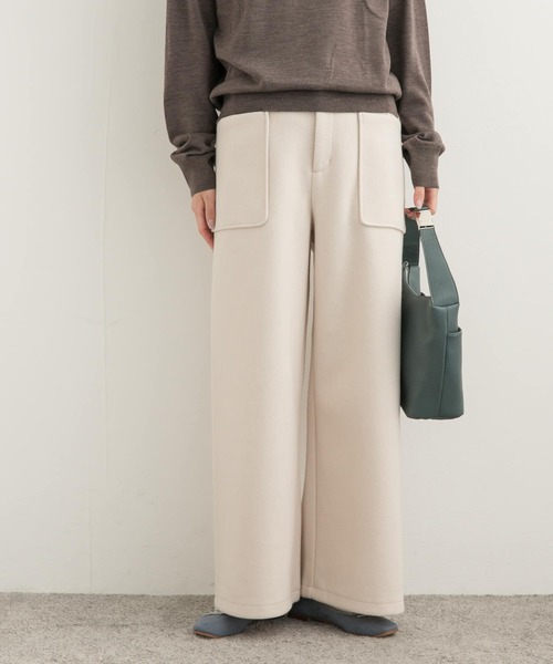 URBAN RESEARCH DOORS(アーバンリサーチドアーズ)の「カットメルトンワイドパンツ(その他パンツ・レディース・チャコールグレー/ホワイト系その他・MEDIUM)」の3枚目の写真