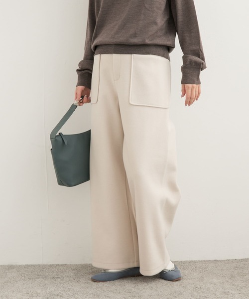 URBAN RESEARCH DOORS(アーバンリサーチドアーズ)の「カットメルトンワイドパンツ(その他パンツ・レディース・チャコールグレー/ホワイト系その他・MEDIUM)」の5枚目の写真