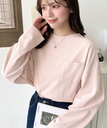 moment+（モーメントプラス）の「ワンポイント刺繍ポケットロンT（Tシャツ/カットソー）」