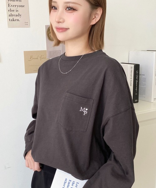 セール】ワンポイント刺繍ポケットロンT（Tシャツ/カットソー