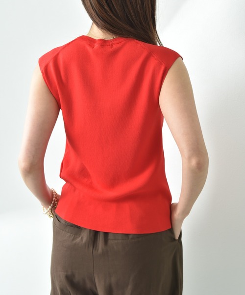 INTERPLANET（インタープラネット）の「【マシーンウォッシャブル・ＵＶ・接触冷感】フレンチスリーブプルオーバー（ニット/セーター・レディース・ブルー/オフホワイト/ブラック/レッド・FREE）」の18枚目の写真