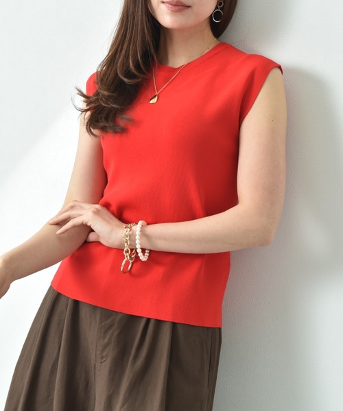 INTERPLANET（インタープラネット）の「【マシーンウォッシャブル・ＵＶ・接触冷感】フレンチスリーブプルオーバー（ニット/セーター・レディース・ブルー/オフホワイト/ブラック/レッド・FREE）」の17枚目の写真