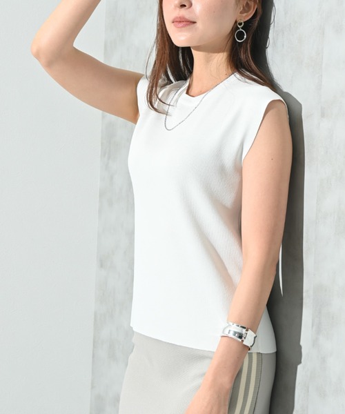 INTERPLANET（インタープラネット）の「【マシーンウォッシャブル・ＵＶ・接触冷感】フレンチスリーブプルオーバー（ニット/セーター・レディース・ブルー/オフホワイト/ブラック/レッド・FREE）」の7枚目の写真