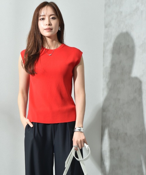 INTERPLANET（インタープラネット）の「【マシーンウォッシャブル・ＵＶ・接触冷感】フレンチスリーブプルオーバー（ニット/セーター・レディース・ブルー/オフホワイト/ブラック/レッド・FREE）」の13枚目の写真