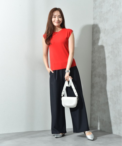 INTERPLANET（インタープラネット）の「【マシーンウォッシャブル・ＵＶ・接触冷感】フレンチスリーブプルオーバー（ニット/セーター・レディース・ブルー/オフホワイト/ブラック/レッド・FREE）」の16枚目の写真