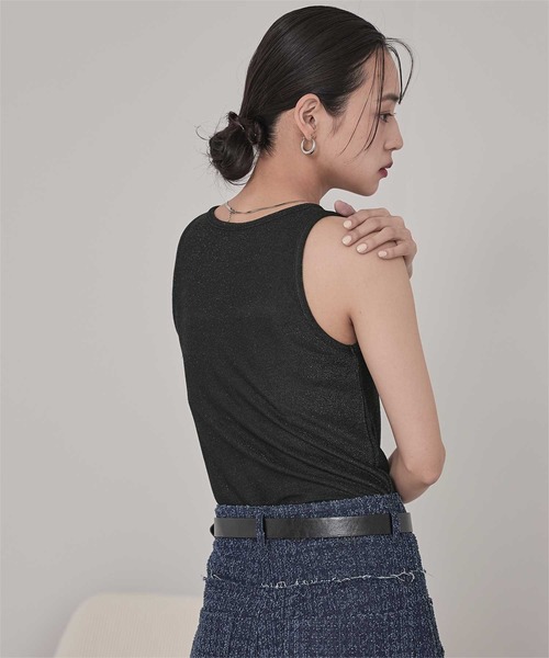 miette（ミエット）の「カップ付きラメアメスリタンクトップ（タンクトップ・レディース・ブラウン/シルバー/ブラック・FREE）」の6枚目の写真