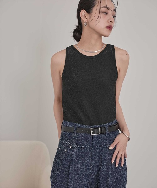 miette（ミエット）の「カップ付きラメアメスリタンクトップ（タンクトップ・レディース・ブラウン/シルバー/ブラック・FREE）」の7枚目の写真