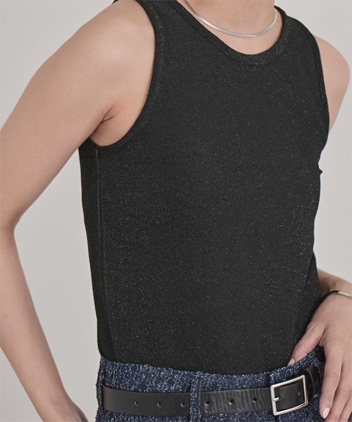 miette（ミエット）の「カップ付きラメアメスリタンクトップ（タンクトップ・レディース・ブラウン/シルバー/ブラック・FREE）」の9枚目の写真
