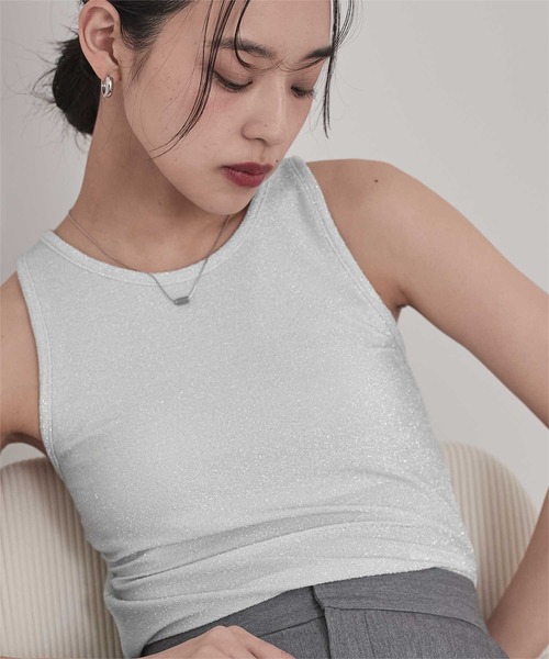 miette（ミエット）の「カップ付きラメアメスリタンクトップ（タンクトップ・レディース・ブラウン/シルバー/ブラック・FREE）」の21枚目の写真