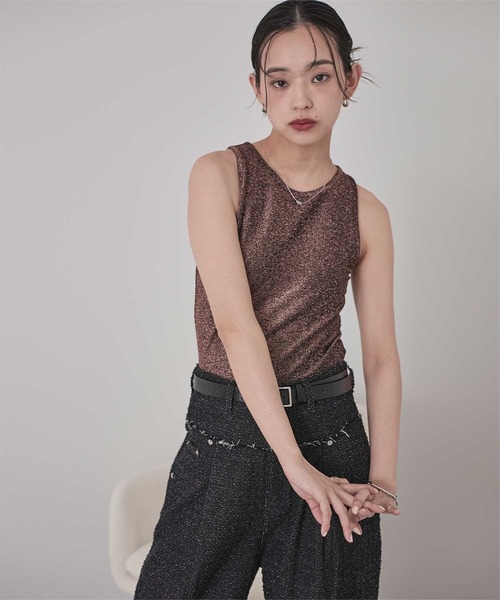 miette（ミエット）の「カップ付きラメアメスリタンクトップ（タンクトップ・レディース・ブラウン/シルバー/ブラック・FREE）」の12枚目の写真
