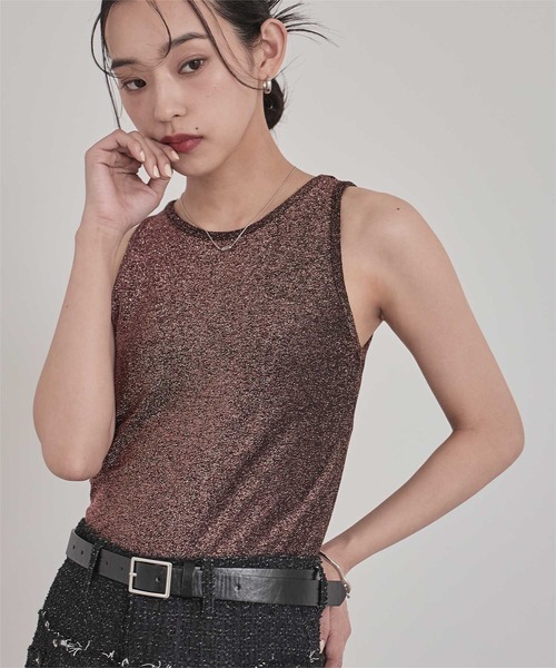 miette（ミエット）の「カップ付きラメアメスリタンクトップ（タンクトップ・レディース・ブラウン/シルバー/ブラック・FREE）」の13枚目の写真
