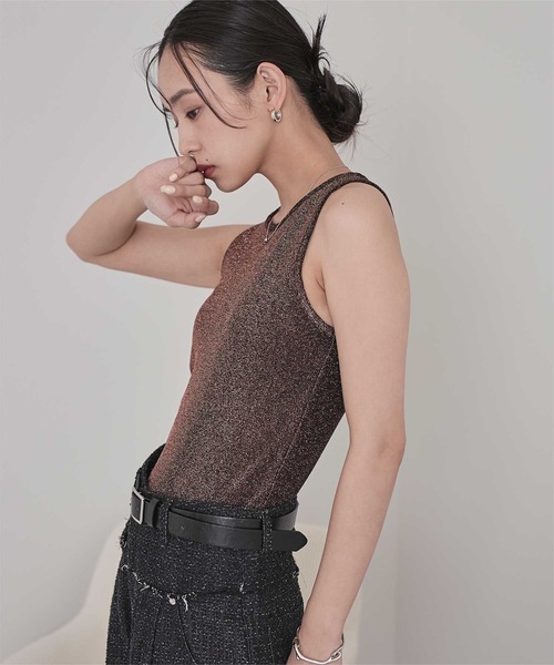miette（ミエット）の「カップ付きラメアメスリタンクトップ（タンクトップ・レディース・ブラウン/シルバー/ブラック・FREE）」の15枚目の写真