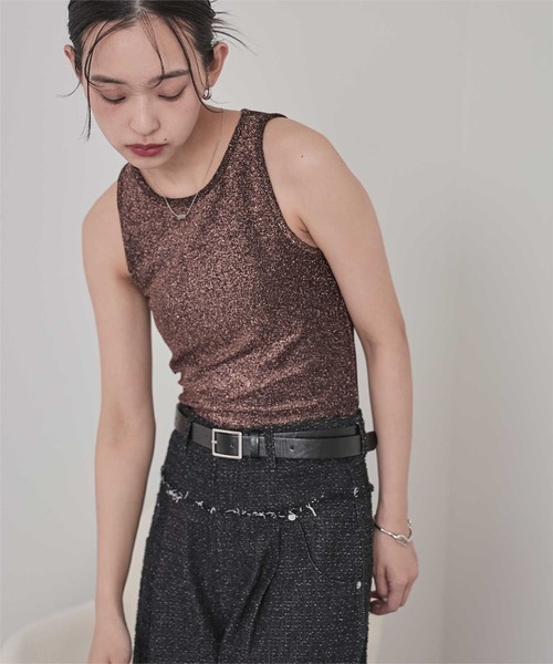 miette（ミエット）の「カップ付きラメアメスリタンクトップ（タンクトップ・レディース・ブラウン/シルバー/ブラック・FREE）」の17枚目の写真