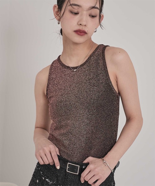 miette（ミエット）の「カップ付きラメアメスリタンクトップ（タンクトップ・レディース・ブラウン/シルバー/ブラック・FREE）」の18枚目の写真