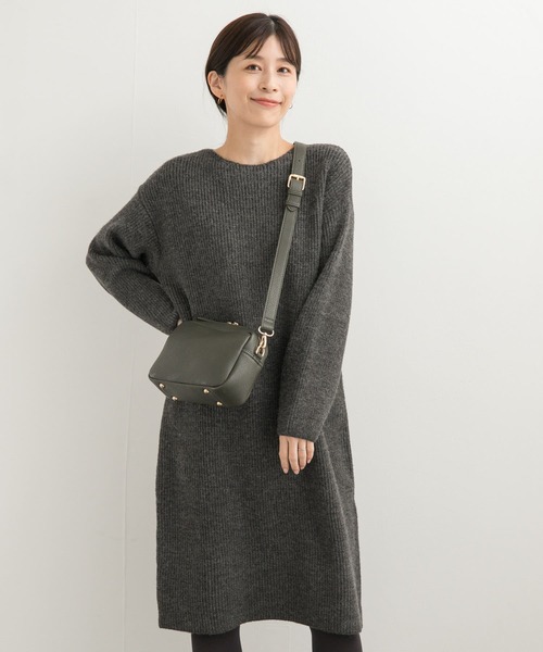 URBAN RESEARCH DOORS（アーバンリサーチドアーズ）の「畦ミディ丈ニットワンピース（ワンピース・レディース・マスタード/チャコールグレー/グレー系その他・MEDIUM）」の18枚目の写真