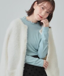 SHOO・LA・RUE | 【S-LL】衿レースハイネックリブトップス(Tシャツ/カットソー)