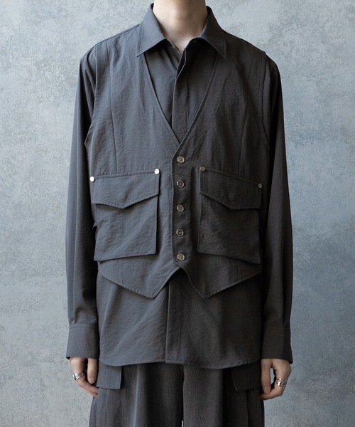 PHILTHEORY（フィルセオリー）の「Vest layered shirts/ベストレイヤードシャツ（シャツ/ブラウス・メンズ・ブラック/グレー・3/2/1）」の15枚目の写真
