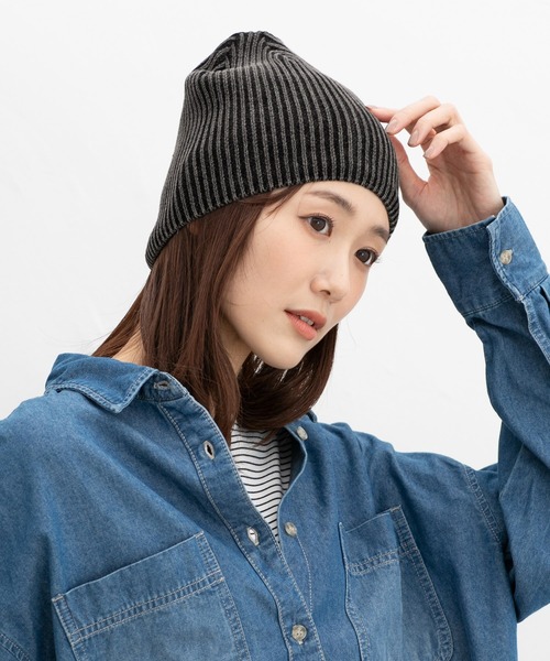 Honeys(ハニーズ)の「ニットビーニー(ニットキャップ/ビーニー・レディース・スミクロ/ピンク/ブラック/グレー・FREE)」の9枚目の写真