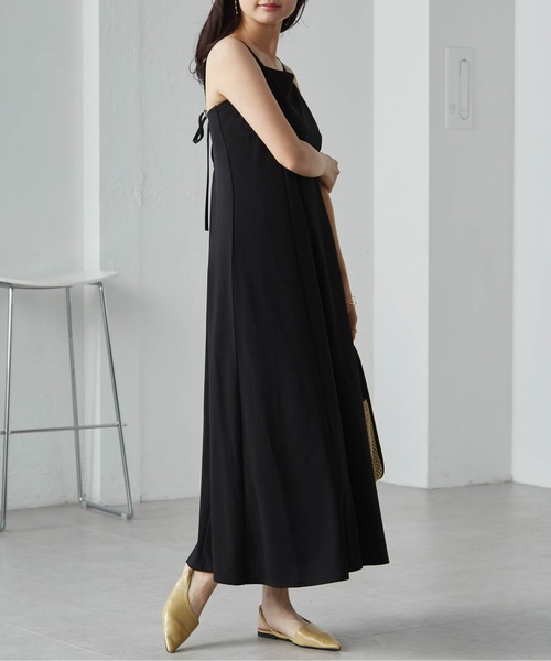 plage Back ribbon open キャミワンピース　38 ブラック Plage Back ribbon open キャミOP - メルカリ