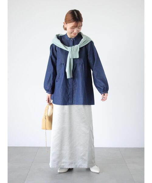 Lugnoncure(ルノンキュール)の「ピンタックデニムブラウス(シャツ/ブラウス・レディース・サックスブルー/ネイビー・F)」の8枚目の写真