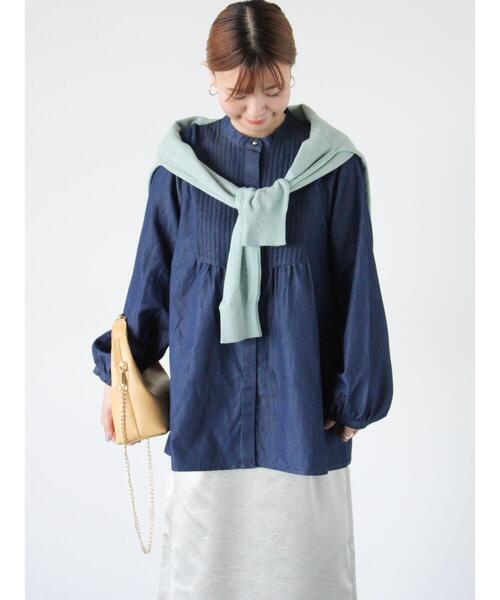 Lugnoncure(ルノンキュール)の「ピンタックデニムブラウス(シャツ/ブラウス・レディース・サックスブルー/ネイビー・F)」の9枚目の写真