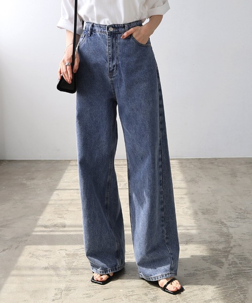 セール】《新サイズ追加/5サイズ展開》カーブデニムパンツ【S/SP/M/L