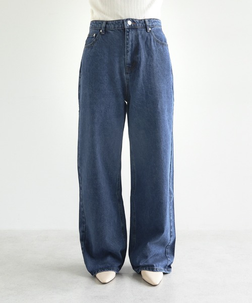 UPPER FIELD DONE ネイビーブルー デニム パンツ L UPPER FIELD DONE