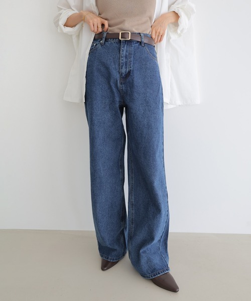 セール】《新サイズ追加/5サイズ展開》カーブデニムパンツ【S/SP/M/L