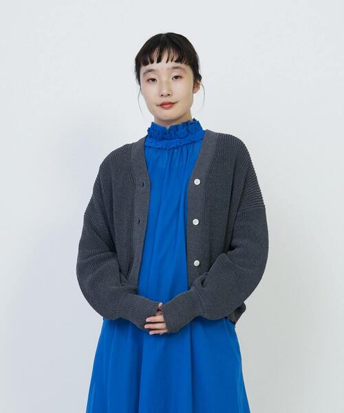 LOISIR（ロワズィール）の「エステル和紙片畦編みカーディガン（カーディガン/ボレロ・レディース・ベージュ/グレー/グリーン・FREE）」の2枚目の写真