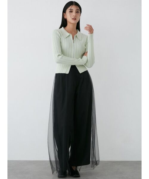 MURUA（ムルーア）の「ジップリブポロニット（ニット/セーター・レディース・ブラック/グレー/ライトグリーン・FREE）」の7枚目の写真