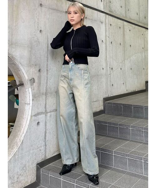 MURUA（ムルーア）の「ジップリブポロニット（ニット/セーター・レディース・ブラック/グレー/ライトグリーン・FREE）」の12枚目の写真