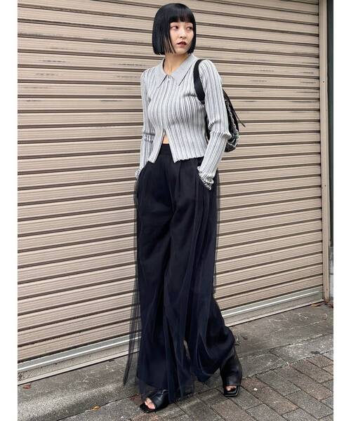 MURUA（ムルーア）の「ジップリブポロニット（ニット/セーター・レディース・ブラック/グレー/ライトグリーン・FREE）」の18枚目の写真