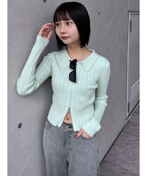 MURUA（ムルーア）の「ジップリブポロニット（ニット/セーター・レディース・ブラック/グレー/ライトグリーン・FREE）」の19枚目の写真