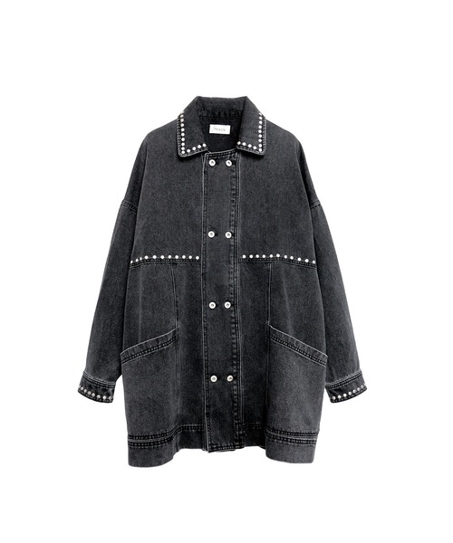 Nora Lily(ノラリリー)の「【Nora Lily】Studs Denim Switching Coverall Jacket(デニムジャケット・メンズ・インディゴブルー/ブラック/ブルー・FREE)」の9枚目の写真
