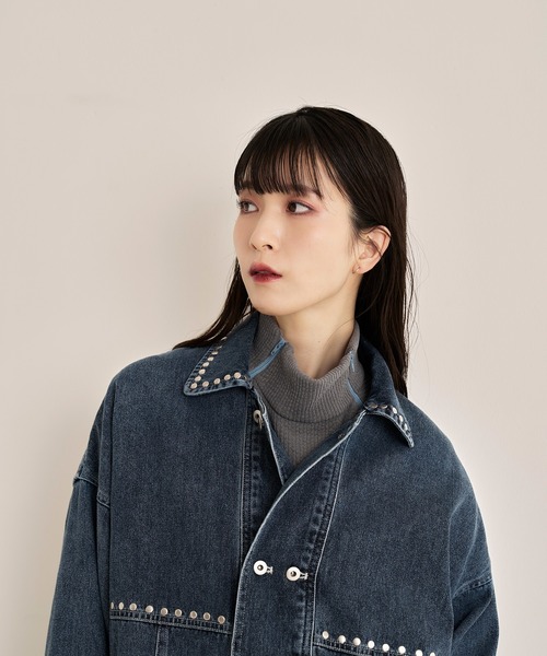 Nora Lily(ノラリリー)の「【Nora Lily】Studs Denim Switching Coverall Jacket(デニムジャケット・メンズ・インディゴブルー/ブラック/ブルー・FREE)」の20枚目の写真