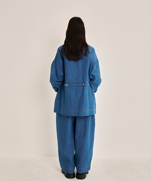 Nora Lily(ノラリリー)の「【Nora Lily】Studs Denim Switching Coverall Jacket(デニムジャケット・メンズ・インディゴブルー/ブラック/ブルー・FREE)」の14枚目の写真