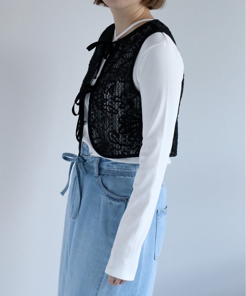 cepo(セポ)の「〈セットアップ対応〉ニットコード刺繍ベスト(ベスト・レディース・ブラック/オフホワイト・M)」の13枚目の写真