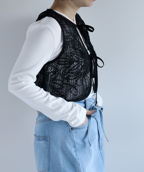 cepo(セポ)の「〈セットアップ対応〉ニットコード刺繍ベスト(ベスト・レディース・ブラック/オフホワイト・M)」の16枚目の写真
