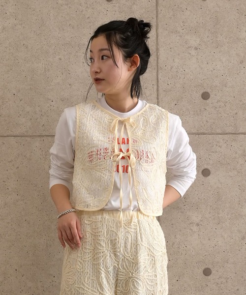 セール】〈セットアップ対応〉ニットコード刺繍ベスト（ベスト