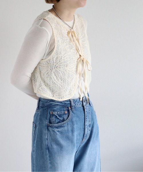 cepo(セポ)の「〈セットアップ対応〉ニットコード刺繍ベスト(ベスト・レディース・ブラック/オフホワイト・M)」の5枚目の写真