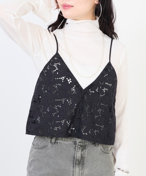 ticca フラワーレースキャミソール ブラック 別注【TICCA / ティッカ】フラワーレースキャミ（シャツ