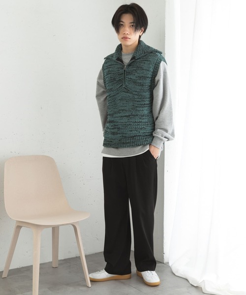 SENSE OF PLACE by URBAN RESEARCH（センスオブプレイスバイアーバンリサーチ）の「ミックスメランジハーフジップニットベスト（ベスト・メンズ・ブルー/チャコールグレー・LARGE/MEDIUM）」の18枚目の写真