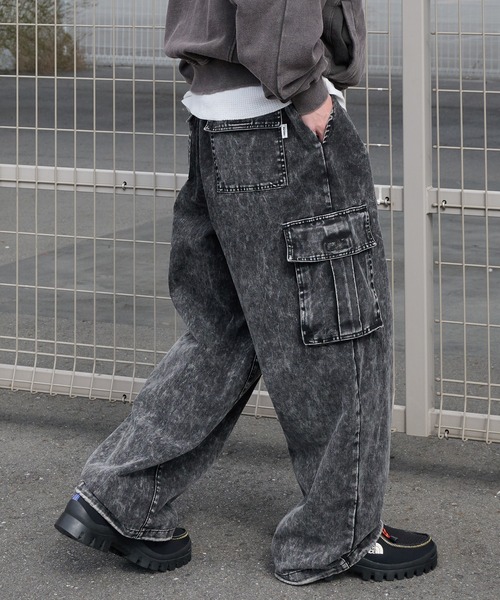 Perushu(ペルーシュ)の「vintage like draw cord wide cargo pants ビンテージライクドローコードワイドカーゴパンツ(カーゴパンツ・メンズ・ブラック/カーキ/ベージュ・SMALL/MEDIUM/LARGE)」の12枚目の写真