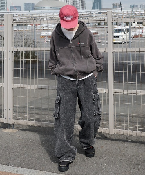 Perushu(ペルーシュ)の「vintage like draw cord wide cargo pants ビンテージライクドローコードワイドカーゴパンツ(カーゴパンツ・メンズ・ブラック/カーキ/ベージュ・SMALL/MEDIUM/LARGE)」の17枚目の写真