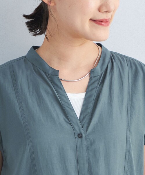 グリーンレーベルリラクシング　ボイル ギャザーハオリ ワンピース　ブルー UNITED ARROWS green label relaxing ボイル ギャザー ハオリ