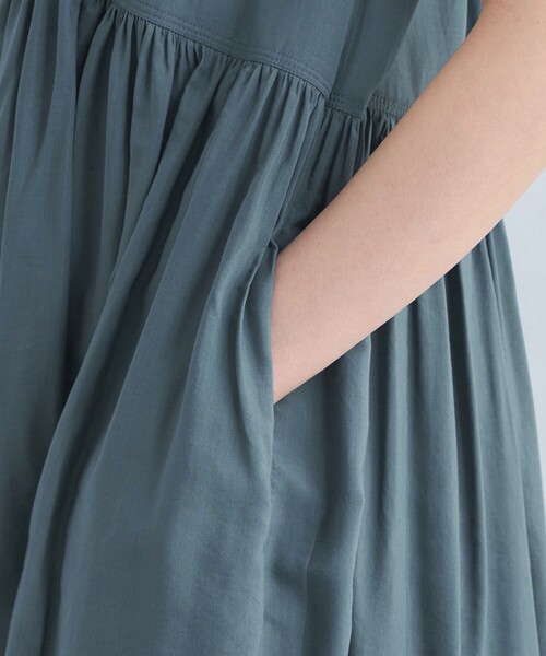 green label relaxing(グリーンレーベルリラクシング)の「ボイル ギャザー ハオリ ショートスリーブ ワンピース(ワンピース・レディース・ベージュ/ダークグリーン/ブラック・FREE)」の17枚目の写真